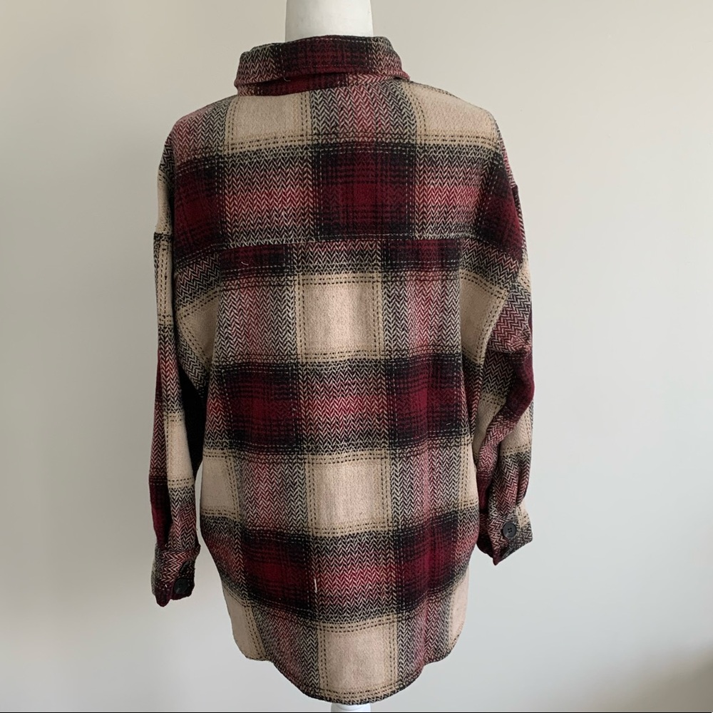 Brand new Fall Plaid Grunge Boyfriend Fit Coat Red - Picture 5 of 8